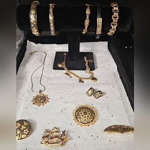 12 Piece Vintage Damascene Jewelry Lot